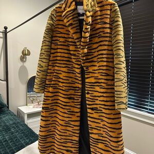 Tiger Print Faux Fur Coat